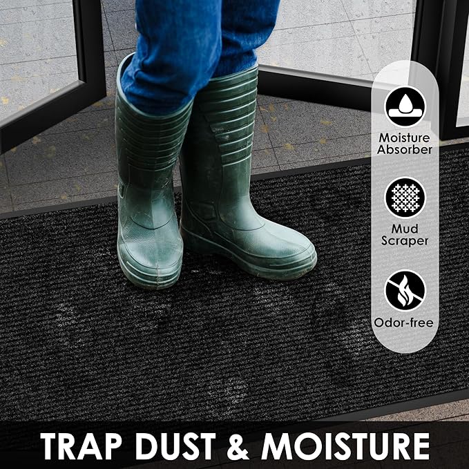 3′ x 19′ Front Door Mat Indoor Outdoor Entrance, Commercial Floor Mat Heavy Duty Dirt Trapper Entryway Doormat, Custom Size Non Slip Rubber Backing Welcome mat, Door Mat for High Traffic Area