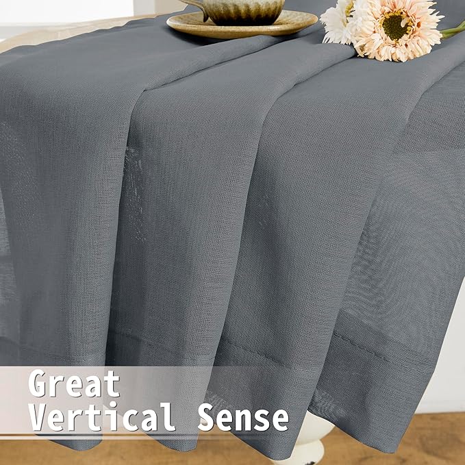 Tollpiz Sheer Door Curtains Closet Linen Textured Curtains Sheer Doorway Light Filtering Voile Rod French Door Pocket Curtain Patio Glass Door, 25 x 72 inches Long, Dark Grey, Set of 1 Panel