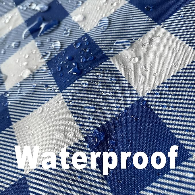 Waterproof Plaid Tablecloth Fabric - Round 50 Inch Classic Gingham Checker Table Cloth for Indoor/Outdoor Use - Buffalo Table Cover for Picnics, BBQs, and Parties
