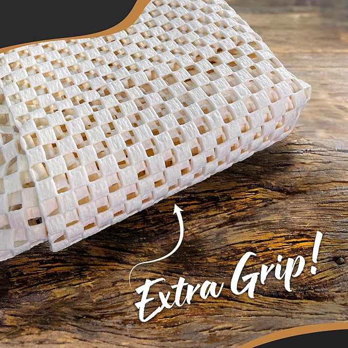 Nevlers 2'x6' Under Rug Non Slip Pad | White PVC Foam Non Slip Rug Pads | Open Weave Anti Slip Rug Grips | Anti Skid Rug Gripper for Hardwood Floors & Other Surfaces | Rug Stoppers to Prevent Sliding