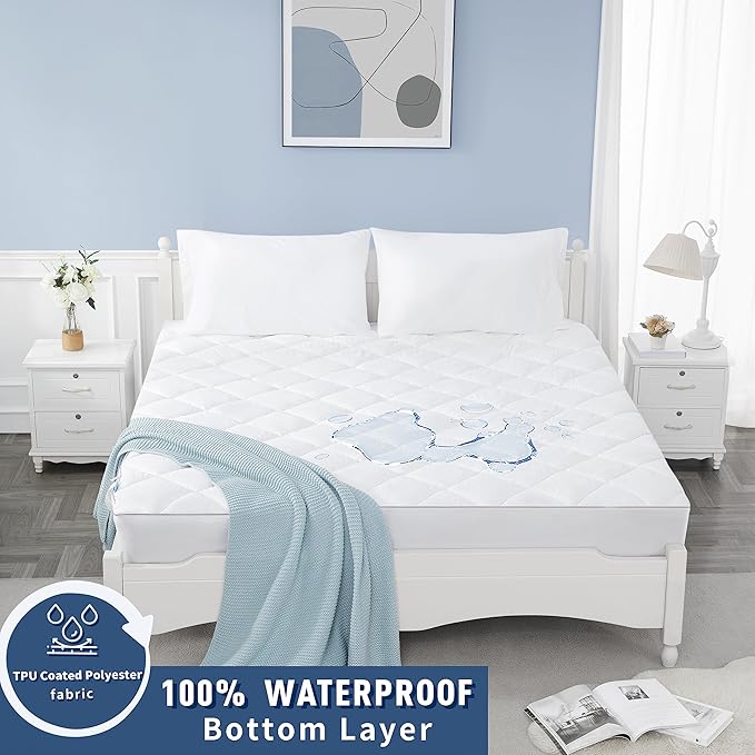 Sunflower Quilted Twin Mattress Protector, Mattress Pad Twin College Dorm, Cotton Mattress Cover Waterproof, 18-22" Extra Deep Pocket Thin Version, Hypoallergenic Soft Durable