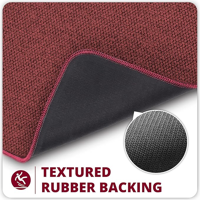 Bath Mat,Ultra Thin Bathroom Runner Rugs,Large Bath Mats for Bathroom,Quick Dry,Non-Slip,Machine Washable,Low Pile,Bath Rug,Shower Outside,Sink,Home Decor Accessories.Red,1'5"x4'11"（17x59inch）
