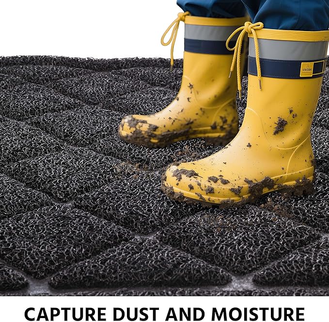 Front Door Mat Indoor Outdoor Entrance, 30" x 36" Heavy Duty All-Season All-Weather Waterproof Doormat Trap Dirt and Moisture Easy Clean Low Profile Patio Porch Entryway Mat
