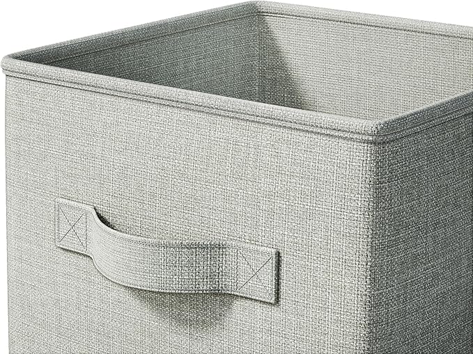 4 Pack Foldable Fabric Closet Storage Bins, 11Inch Organizer Cubes with Handles, Linen Storage Boxes for Clothes, Toys, Books and Home Organization,Gray