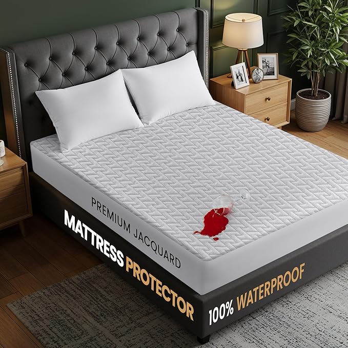Utopia Bedding Waterproof Mattress Protector King Size, Premium 3D Air Soft Fabric Mattress Cover, Fits 17 Inches Deep, Breathable, Fitted Style with Stretchable Pockets