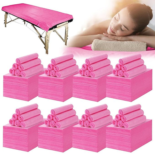800 Pcs Disposable Bed Sheets 31" x 71" Massage Table Sheets Non Woven Fabric SPA Bed Cover Breathable for Massage Beauty Tattoos (800 Pcs Pink)