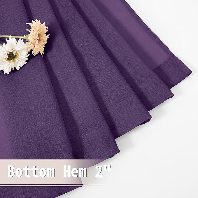 Tollpiz Sheer Door Curtain Closet Linen Textured Curtains Sheer Doorway Light Filtering Voile Patio Glass Door Rod Pocket Curtain French Door, 54 x 72 inches Long, Royal Purple, Set of 1 Panel