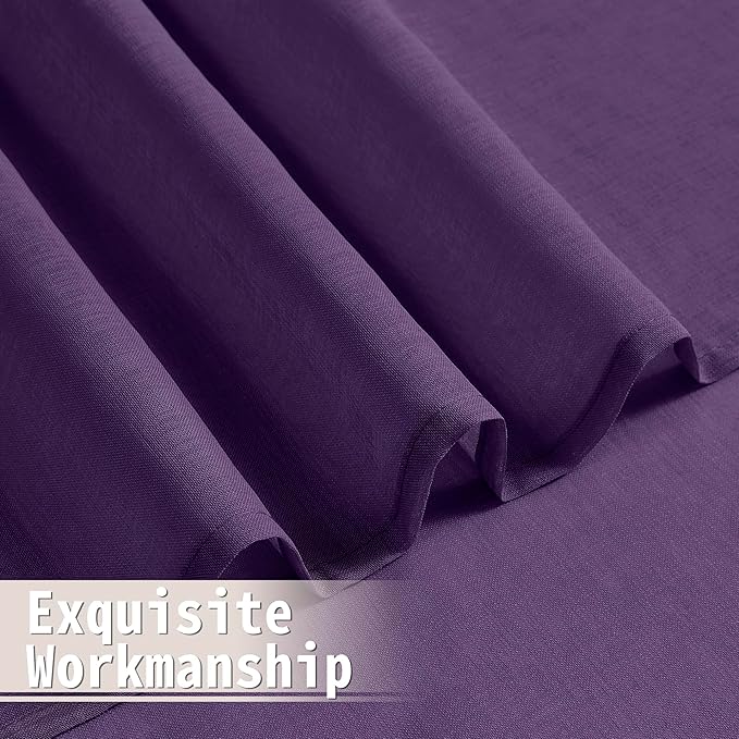 Tollpiz Sheer Door Curtain Closet Linen Textured Curtains Sheer Doorway Light Filtering Voile Patio Glass Door Rod Pocket Curtain French Door, 54 x 72 inches Long, Royal Purple, Set of 1 Panel