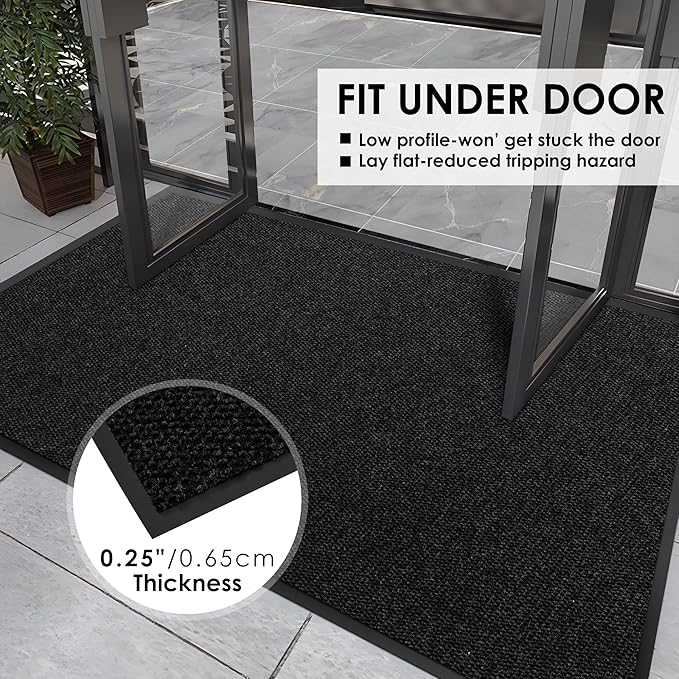 2′ x 61′ Front Door Mat Indoor Outdoor Entrance, Commercial Floor Mat Heavy Duty Dirt Trapper Entryway Doormat, Custom Size Non Slip Rubber Backing Welcome mat, Door Mat for High Traffic Area