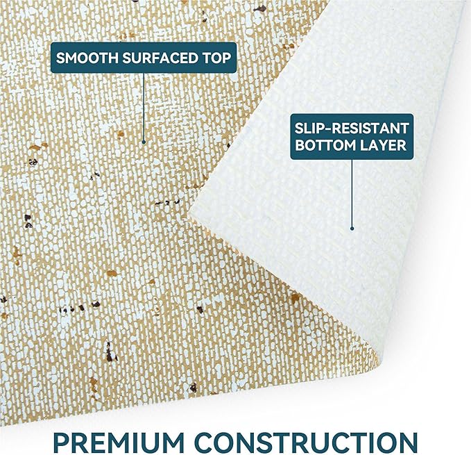 Durable Non-Adhesive Shelf Liners - 12x60 Inch, Beige, Waterproof, Anti-Slip for Cabinets