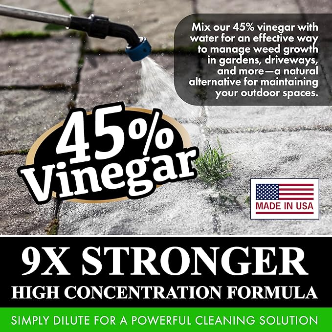 4 Gallons Extra Strength Vinegar 45% with Funnel – Industrial Strength Multi-Purpose Solution for Outdoor Use