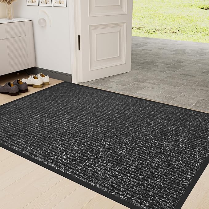 Front Door Mat Indoor Outdoor Entrance, 48" x 72" Dirt Resistant and Absorbent Door Mat, TPR Backing Non-Slip Doormats, Easy to Clean, Low Profile Welcome Floor Mat for Outside Entry
