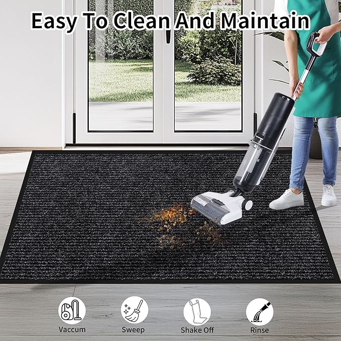 Front Door Mat Indoor Outdoor Entrance, 30" x 48" Dirt Resistant and Absorbent Door Mat, TPR Backing Non-Slip Doormats, Easy to Clean, Low Profile Welcome Floor Mat for Outside Entry