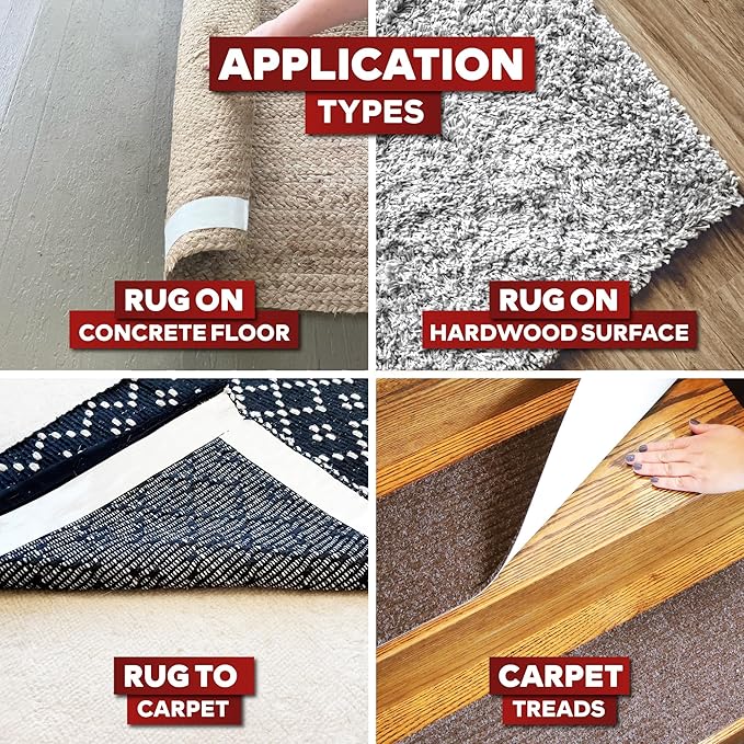 XFasten Double Sided Carpet Tape for Area Rugs, 2 Inch x 30 Yards – Heavy Duty Anti Slip Rug Grip Tape, Works as Rug Grippers, Residue Free, Wood Safe, Easy Removal for Hardwood and Laminated Floors