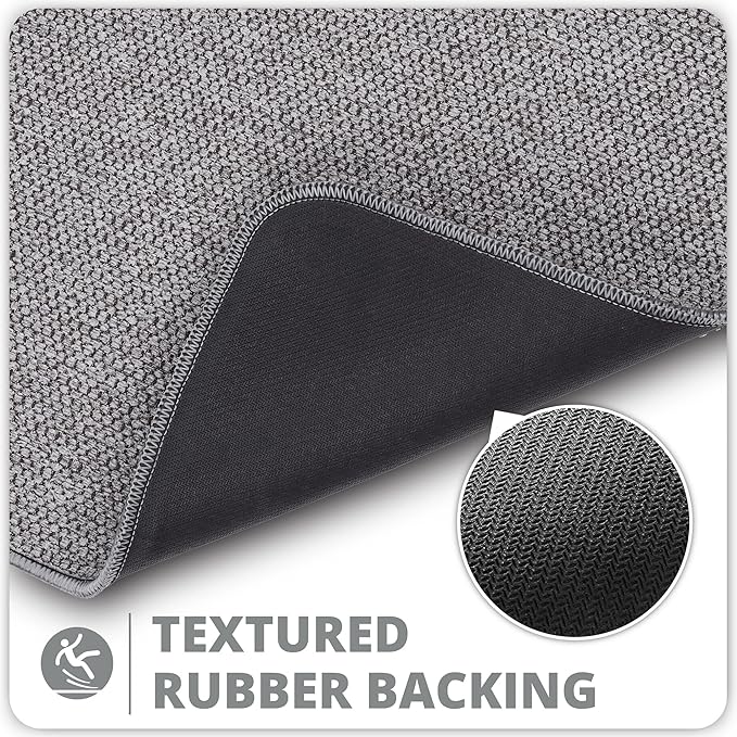 Bathroom Rugs Set 2 Pieces,Thin Bathroom Mats,Toilet Rugs,Quick Dry,Non-Slip,Machine Washable,Low Pile,Absorbent Bath Mats,Shower,Sink,Home Decor Accessories.Grey,1'5"x2'3"+1'8"x2" U Shape