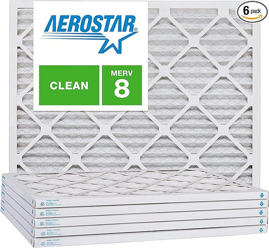 Aerostar 12x16x1 MERV 8, Pleated Air Filter, 12x16x1, Box of 6, Made in the USA