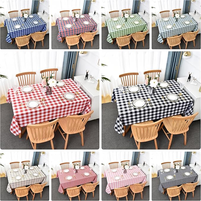 Waterproof Plaid Tablecloth Fabric - Round 25 Inch Classic Gingham Checker Table Cloth for Indoor/Outdoor Use - Buffalo Table Cover for Picnics, BBQs, and Parties
