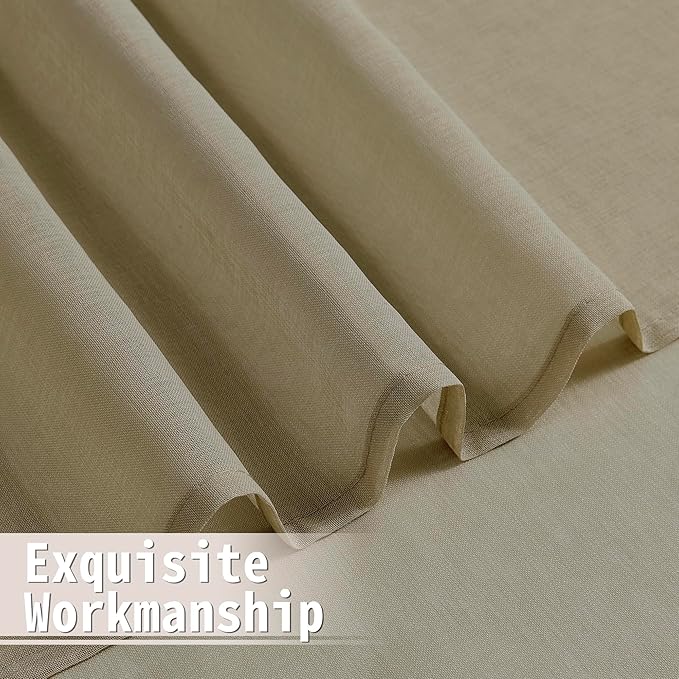 Tollpiz Short Sheer Door Curtains Closet Linen Textured Curtains Sheer Doorway Light Filtering Voile Patio Glass Door Rod Pocket Curtain French Door, 54 x 40 inches Long, Taos Taupe, Set of 1 Panel