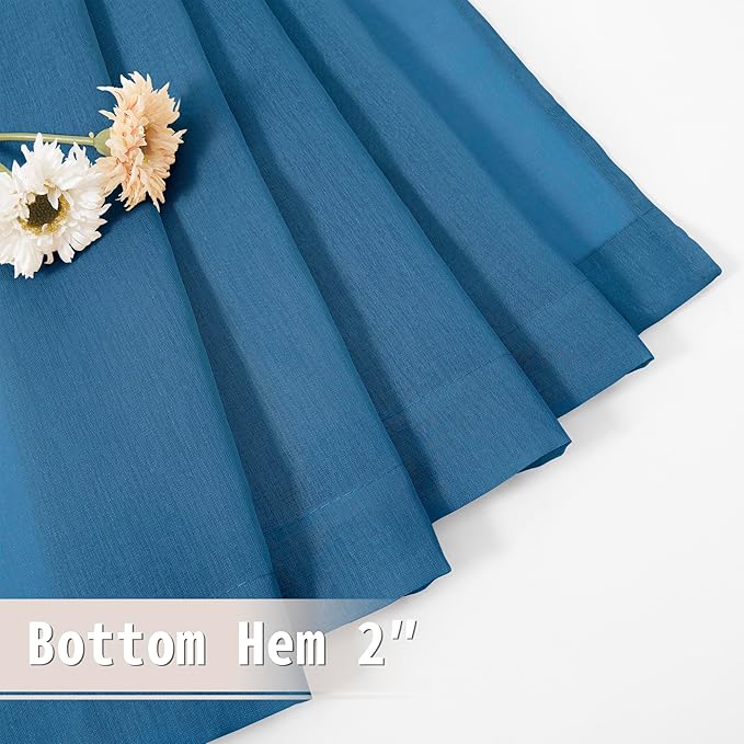 Tollpiz Sheer Door Curtain Closet Linen Textured Curtain Sheers Doorway Light Filtering Voile French Door Rod Pocket Curtains Patio Glass Door, 25 x 80 inches Long, Classic Blue, Set of 1 Panel