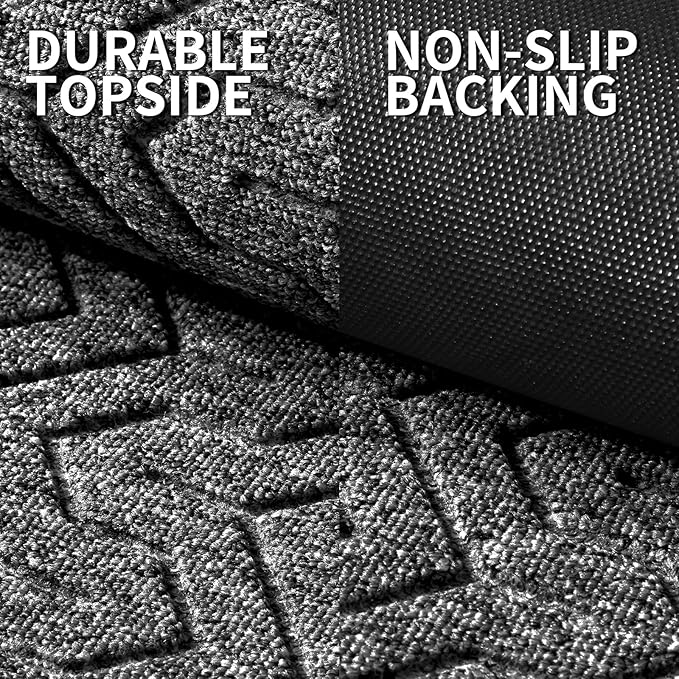 Yimobra Large Door Mat Outside Entrance 47x32, Waterproof Heavy Duty Outdoor Mats for Front Door, Non Slip Rubber Entry Mat for Garage Patio, Easy Clean, Mix Grey
