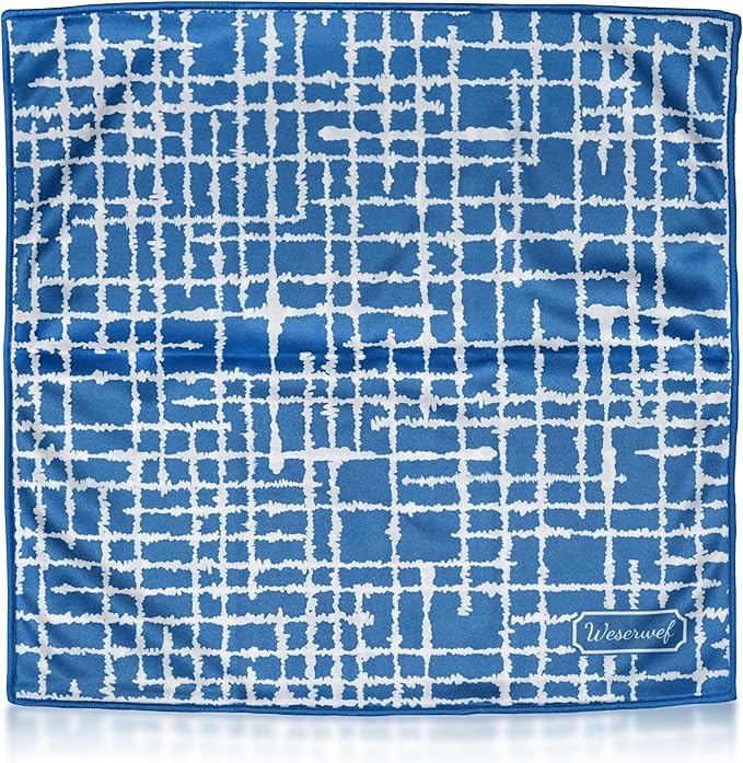 WESERWEF Design Microfiber Glasses Cleaning Cloth – Premium Cleaning Cloth for Eyeglasses, Screens, Tablets, Cameras & Lenses, 12" x 12", Ultra-Soft & Scratch-Free (Blue)